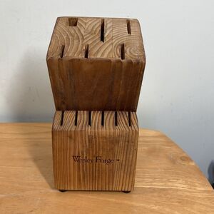 Wesley Forge Light Brown 12 Slots Free Standing Wooden Knife Block